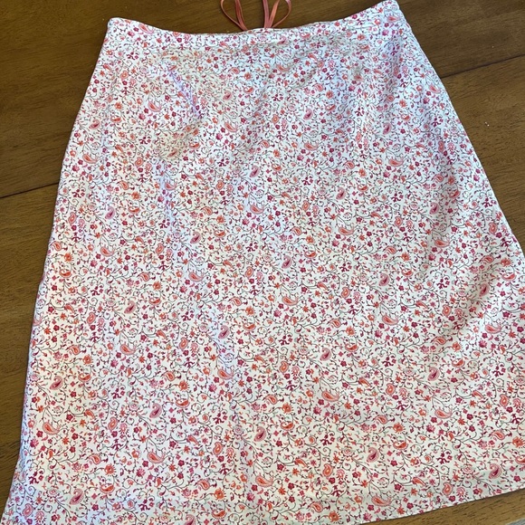 Pink Floral Silk Skirt with Ribbon Tie - Picture 2 of 6
